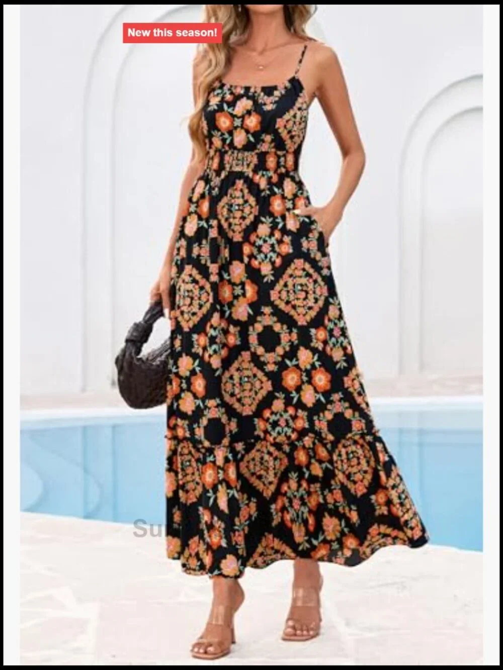 Sleeveless Spaghetti Strap Maxi Sundress with Pockets - Picture 4 of 7